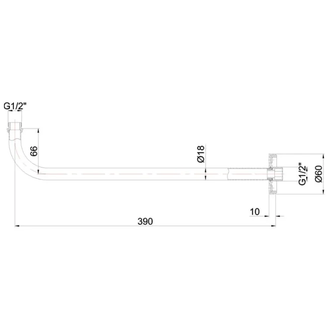 Burlington Straight Shower Arm Brushed Nickel detail view - Image 2