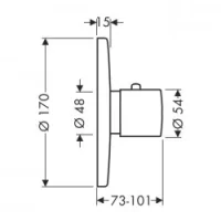 Axor Uno Thermostatic Mixer Highflow For Concealed Installation Chrome detail view - Image 4