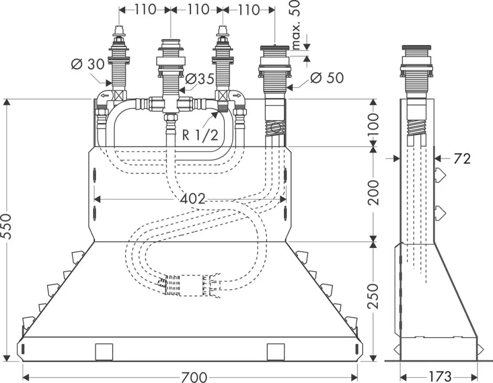 Axor Basic Set For 4-hole Rim-mounted Bath Mixer detail view - Image 4