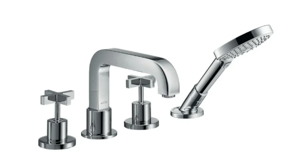 Axor Citterio 4-hole Rim-mounted Bath Mixer With Cross Handles And Escutcheons Chrome - Image 1