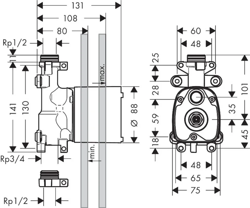 Axor Showersolutions Basic Set For Hand Shower Module 120 Mm X 120 Mm detail view - Image 2