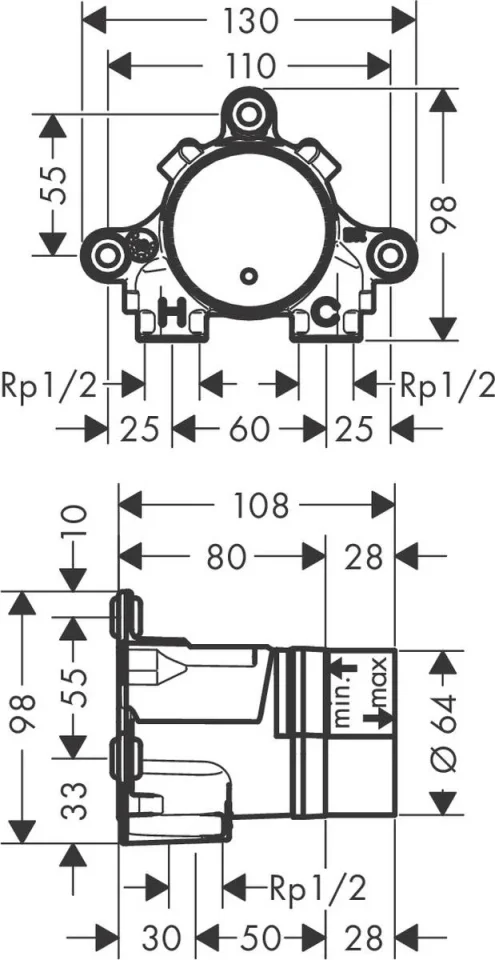 Axor Basic Set For Basin Mixer For Concealed Installation Wall-mounted Select detail view - Image 2