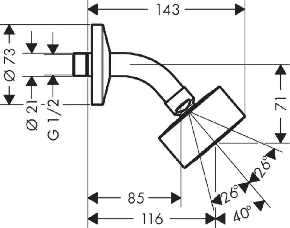 Axor One Overhead Shower 75 1jet Ecosmart With Shower Arm Polished Gold Optic - Image 2