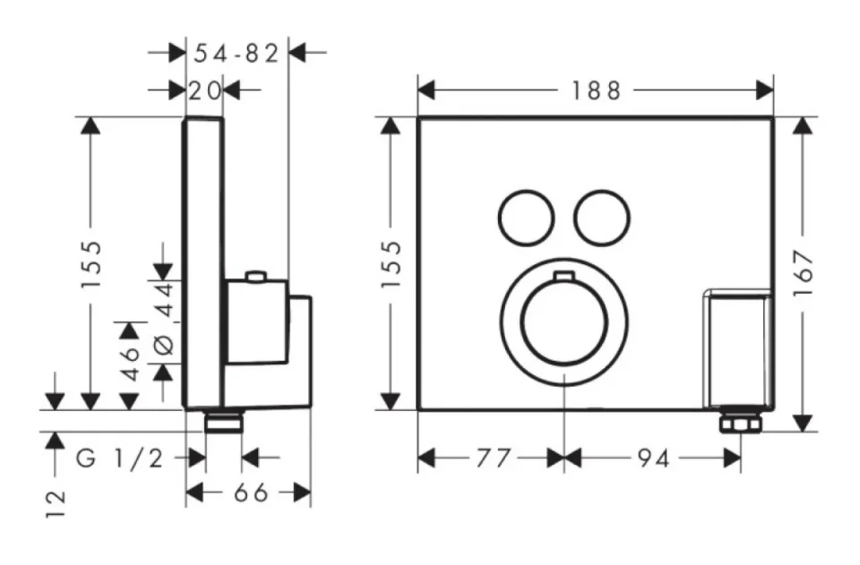 Axor Showerselect Thermostatic Mixer Square For Concealed Installation For 2 Outlets With Wall Outlet And Shower Holder Chrome - Image 2