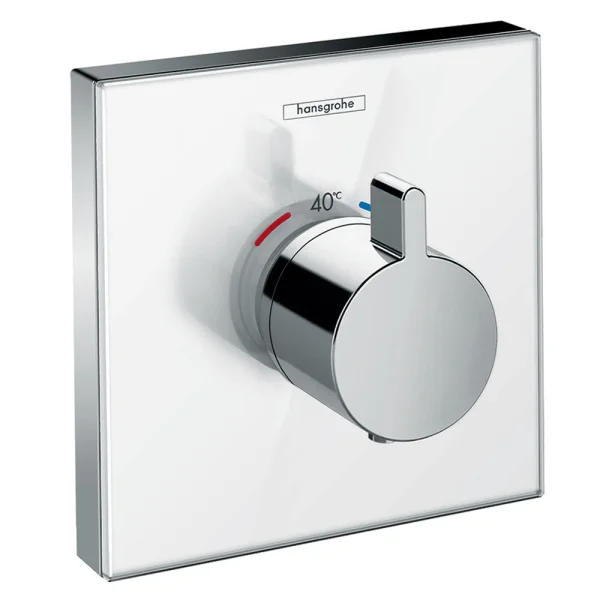 Hansgrohe ShowerSelect Glass Thermostatic Shower Valve Mixer HighFlow for concealed installation White/Chrome