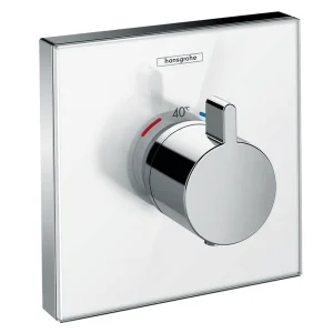 Hansgrohe ShowerSelect Glass Thermostatic Shower Valve Mixer HighFlow for concealed installation White/Chrome