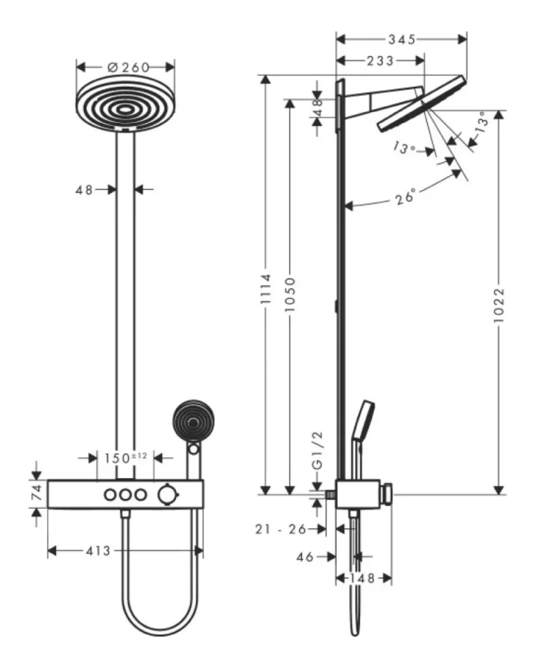 Hansgrohe Pulsify S Shp 260 2j Eco Exp Thshchrome - Image 3