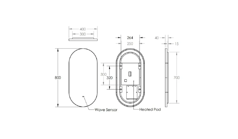 Hib Arcane Pill 50 Mirrors Black H90 X W50 X D4cm - Image 2