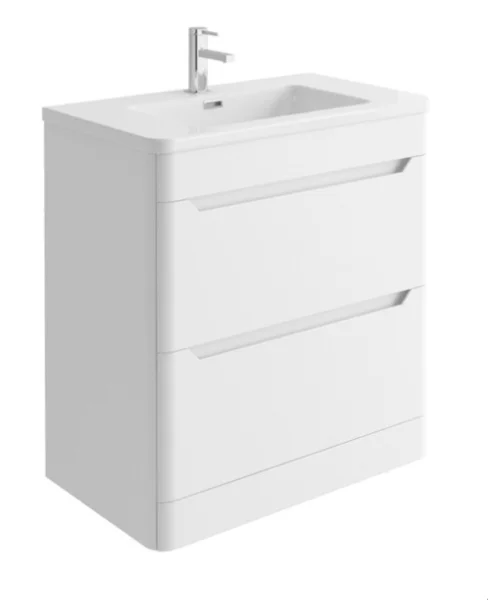 Cubico Eclipse Matt White 800mm Floor Standing Vanity Unit