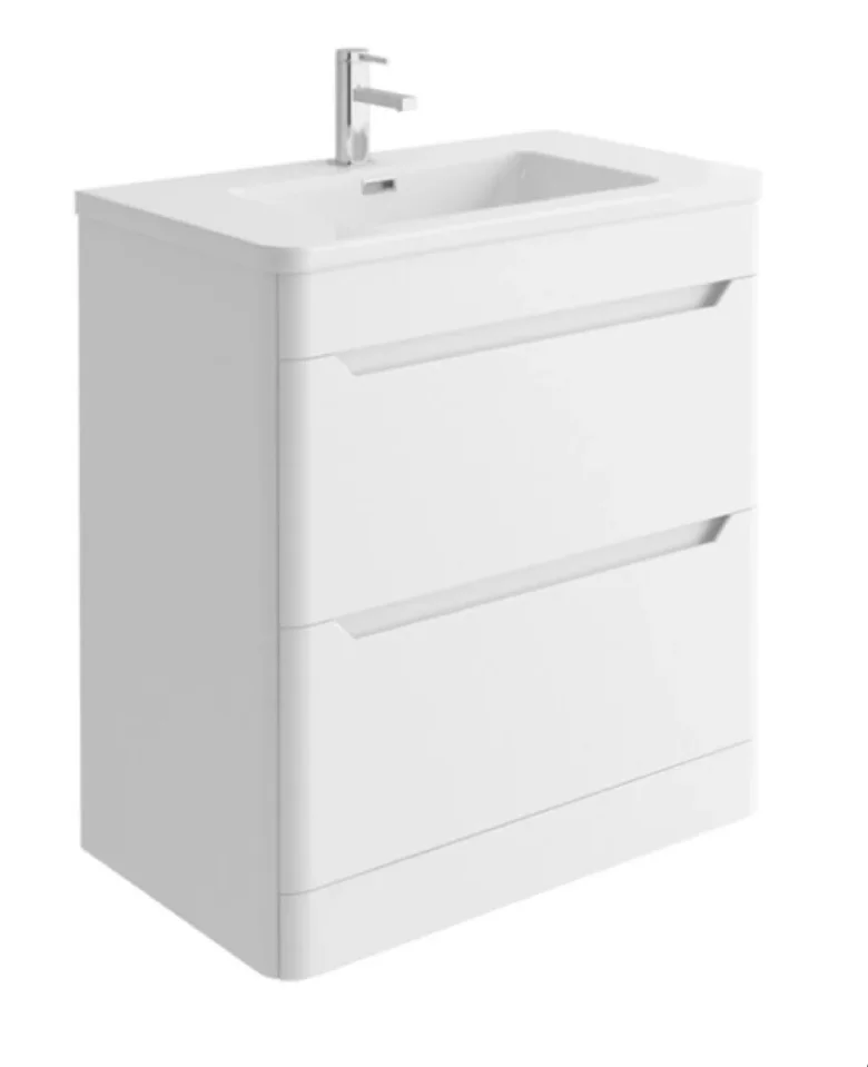 Cubico Eclipse Matt White 800mm Floor Standing Vanity Unit - Image 1