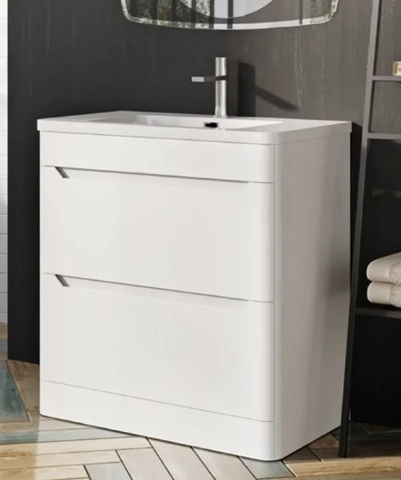 Cubico Eclipse Matt White 800mm Floor Standing Vanity Unit - Image 3