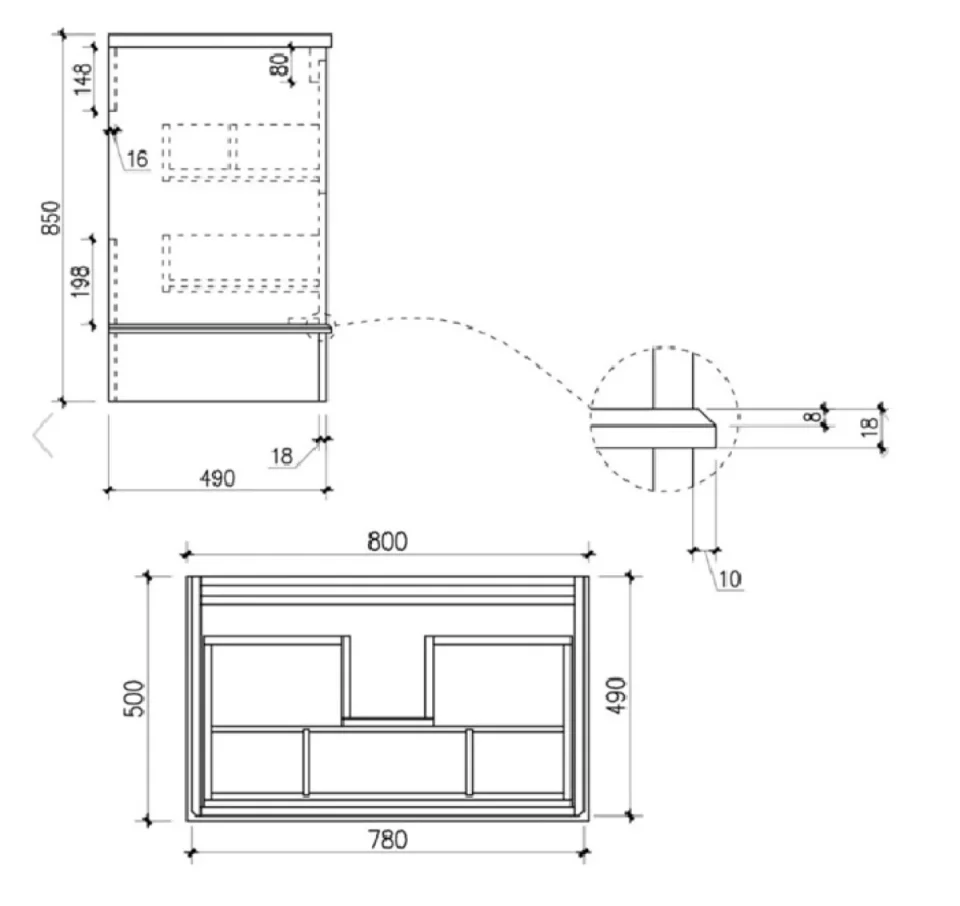 Cubico Fairfax 800mm Vanity Unit In Matt White With Marble Worktop & Ceramic Basin - Image 3