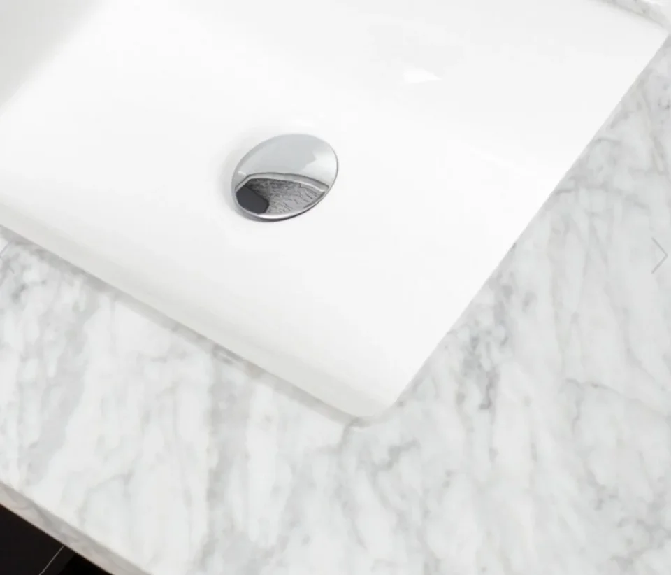 Cubico Fairfax 800mm Vanity Unit In Matt White With Marble Worktop & Ceramic Basin - Image 4