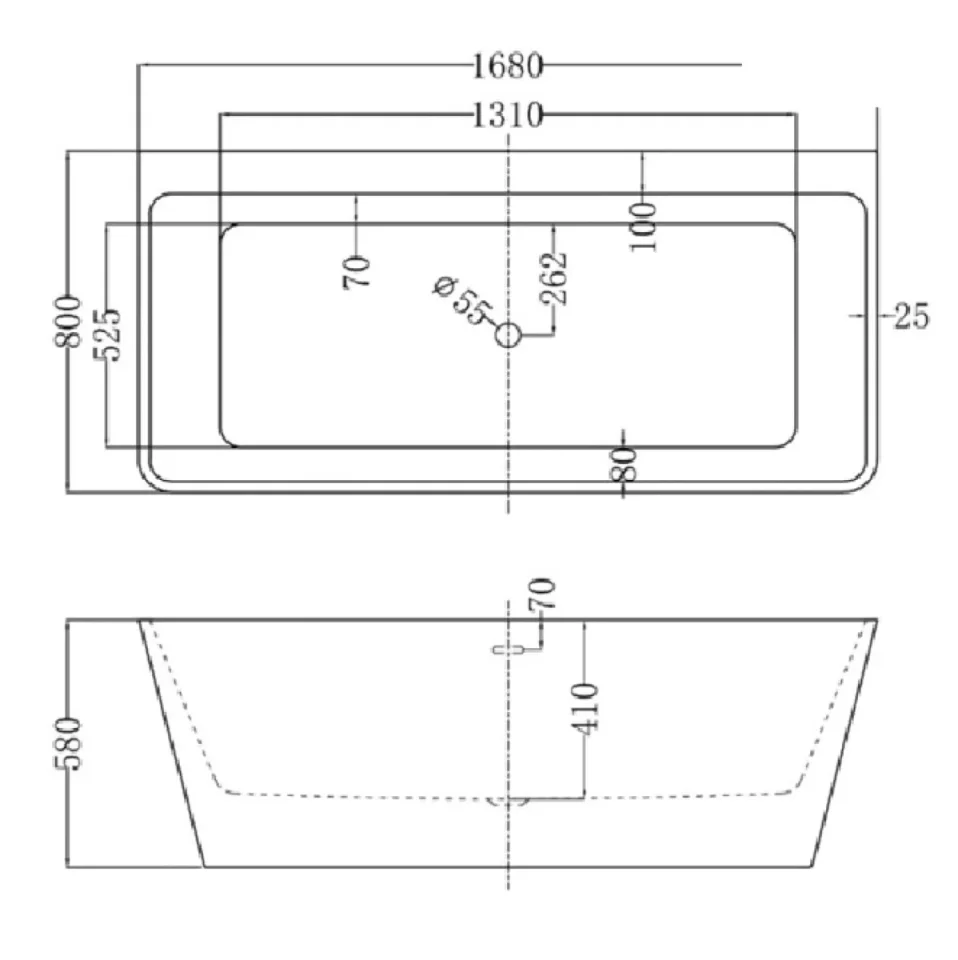 Cubico Milano 1680 X 800 Freestanding Bath With Tap Ledge Inc Waste - Image 4