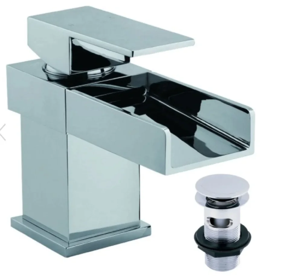 Cubico Cascata Waterfall Basin Mixer Inc Click Clack Waste (z05) - Image 2