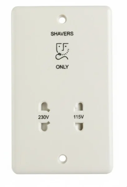 Cubico Dual Voltage White Shaver Socket