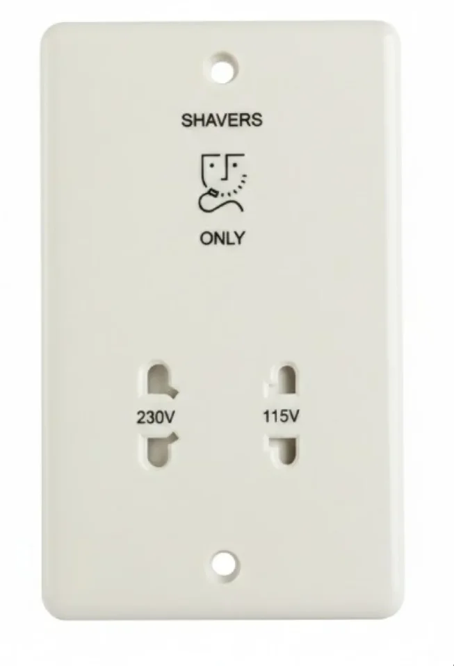Cubico Dual Voltage White Shaver Socket - Image 1