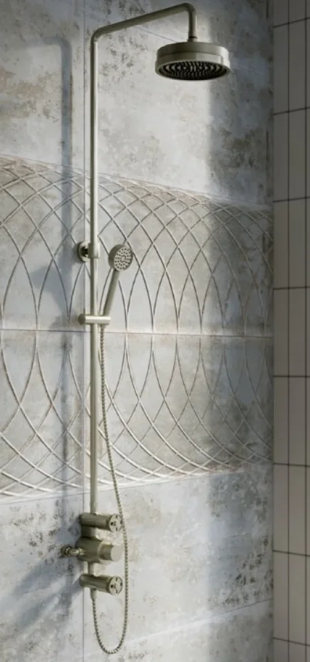 Cubico Industrial Exposed Shower Pack Brushed Nickel - Image 1