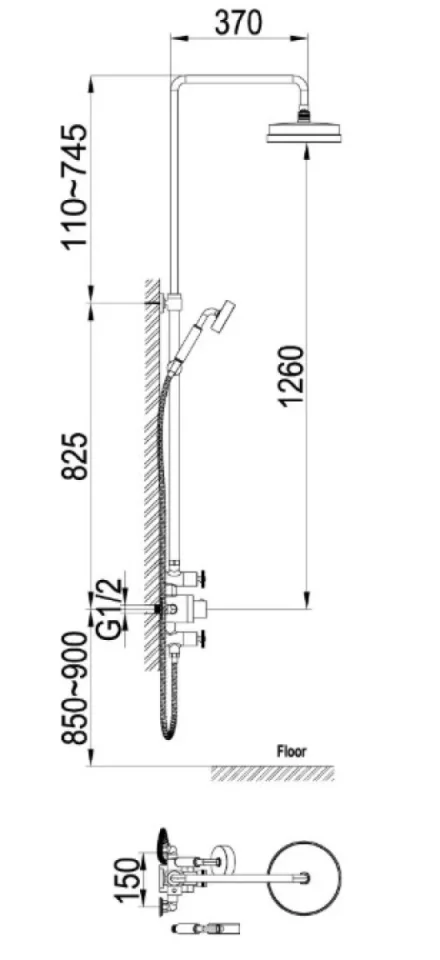 Cubico Industrial Exposed Shower Pack Brushed Nickel - Image 3