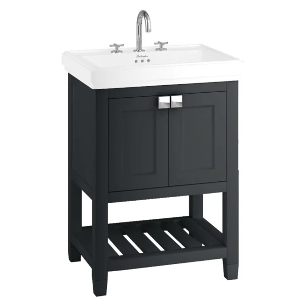 Burlington Riviera 650mm Vanity Matt Black And Chrome Handles
