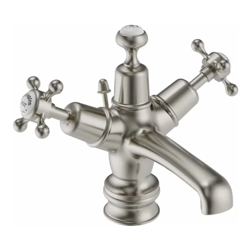 Burlington Regent Basin Mixer Pop Up Waste Brushed Nickel detail view - Image 1