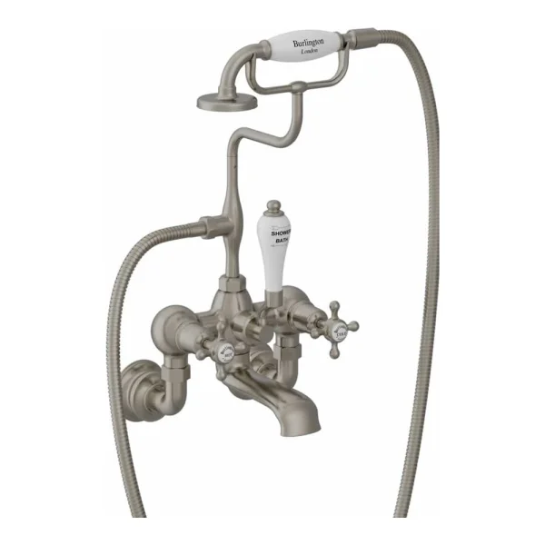 Burlington Regent Wall Mount Bath Shower Mixer Brushed Nickel