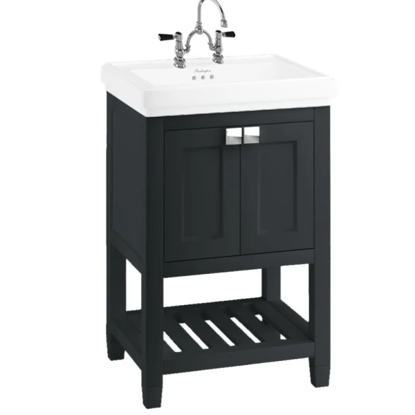Burlington Riviera 580mm Vanity Matt Black And Chrome Handles
