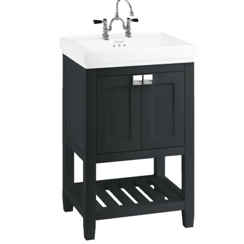 Burlington Riviera 580mm Vanity Matt Black And Chrome Handles detail view - Image 1