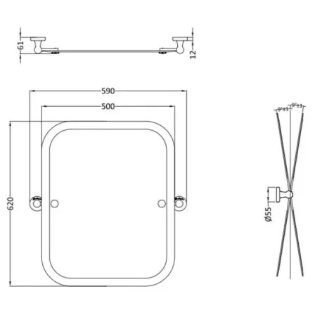 Burlington Rectangular Swivel Mirror Gold detail view - Image 2