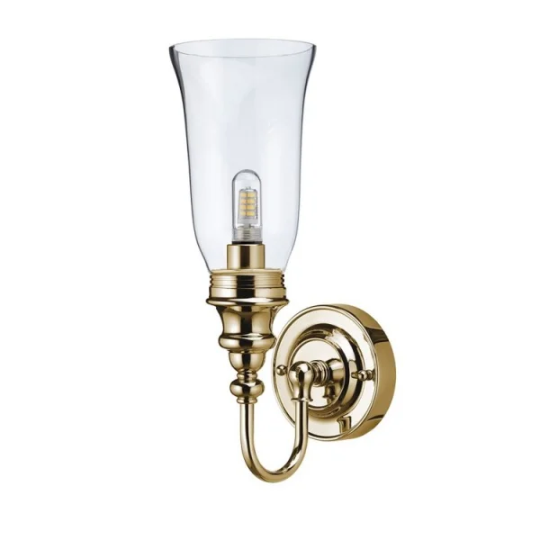 Burlington Ornate Base Vase Clear Glass Shade Gold