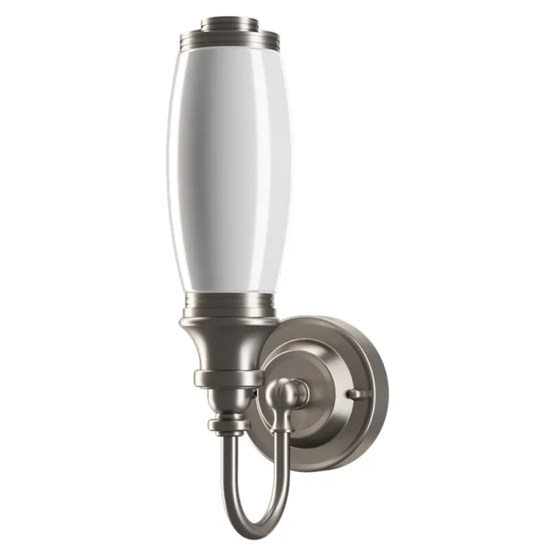 Burlington Ornate Base Tube Frosted Glass Shade Brushed Nickel detail view - Image 1