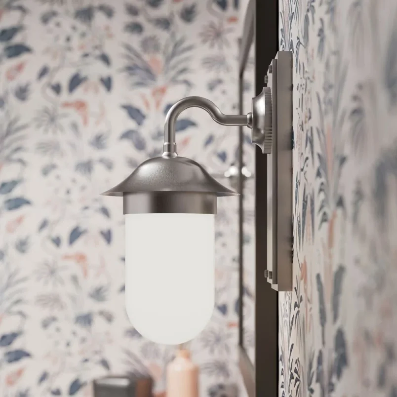 Burlington Guild Wall Light & Frosted Glass Brushed Nickel detail view - Image 2
