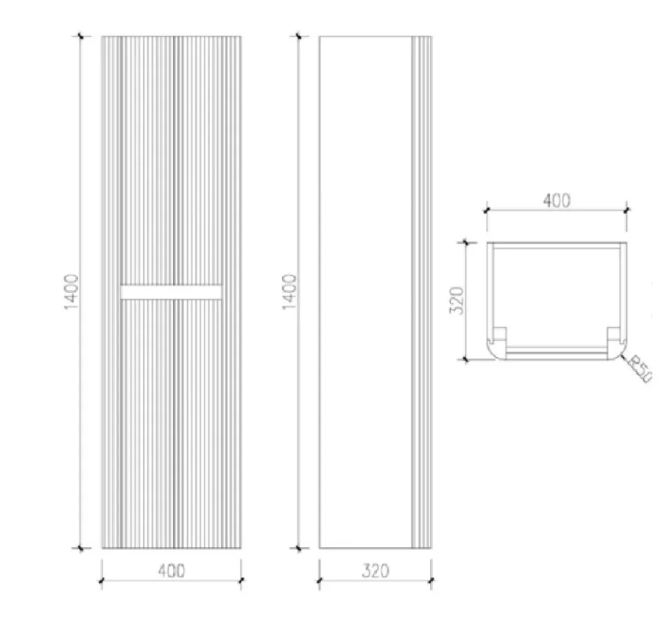 Cubico Wave Ribbed Tall Cabinet Natural Oak - Image 3