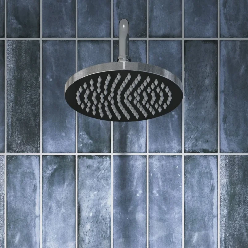 Burlington Guild Square Thermostatic Single Outlet Concealed Shower Valve With Fixed Shower Arm And Head Chrome detail view - Image 2