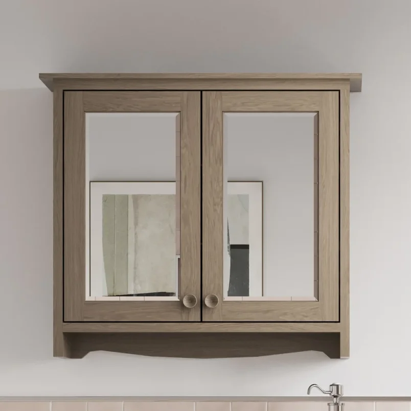 Burlington Guild Mirror Cabinet 650mm Dark Oak detail view - Image 2