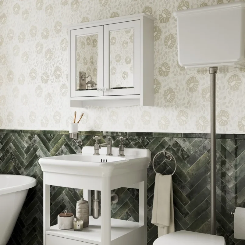 Burlington Guild Mirror Cabinet 650mm Varley White detail view - Image 3