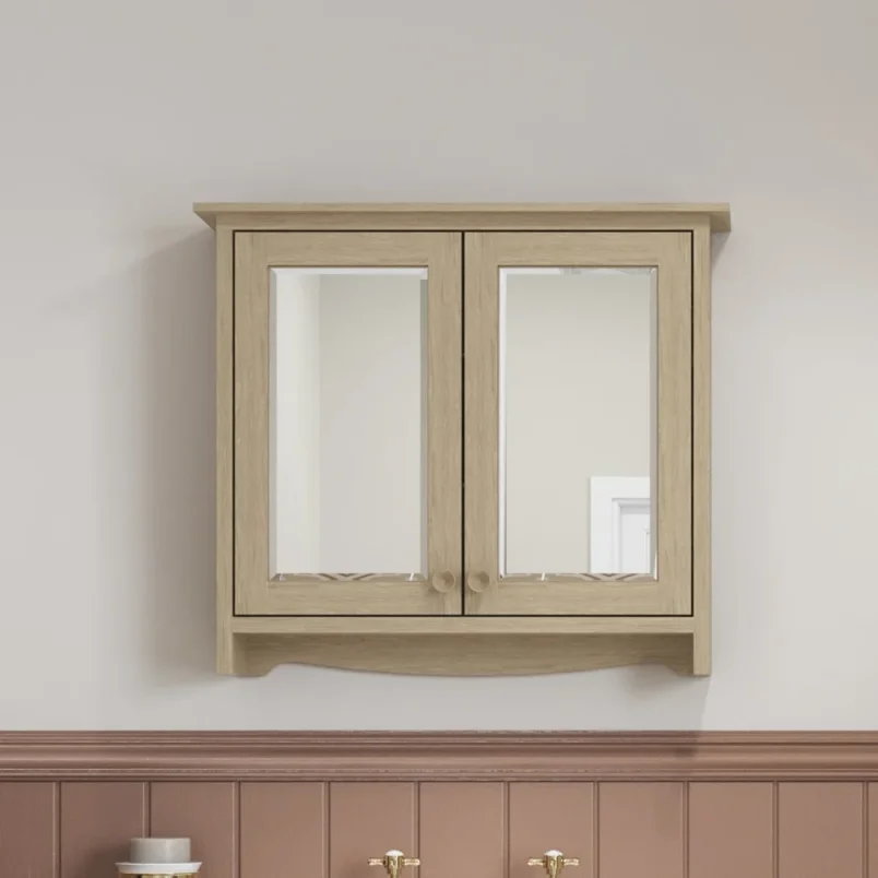 Burlington Guild Mirror Cabinet 650mm Light Oak detail view - Image 2
