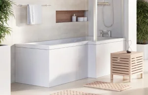 Cubico Lopez L-shape Wooden Bath Front Panel Gloss White