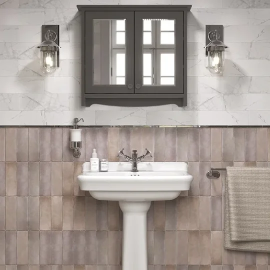 Burlington Guild Mirror Cabinet 650mm Ashbee Grey detail view - Image 2