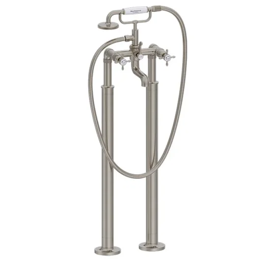 Burlington Guild Bath Shower Mixer Floor Mounted Brushed Nickel detail view - Image 1