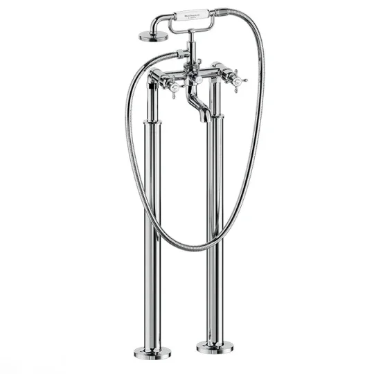 Burlington Guild Bath Shower Mixer Floor Mounted Chrome detail view - Image 1