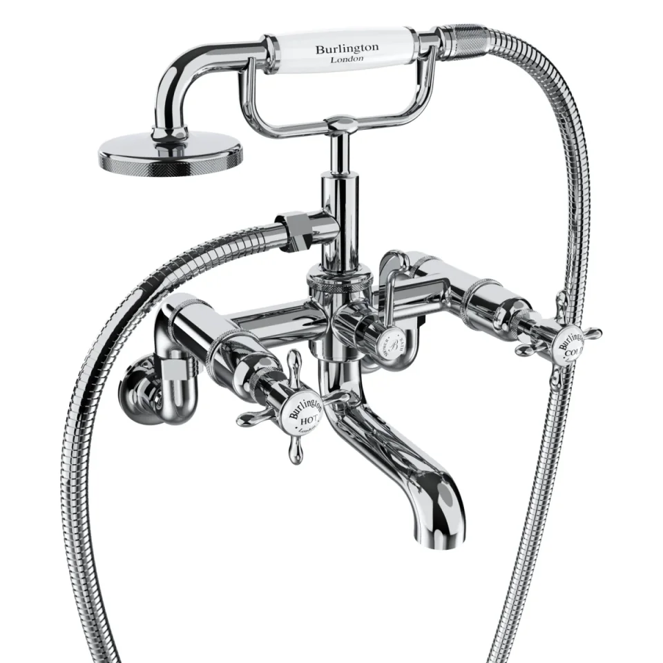 Burlington Guild Bath Shower Mixer Wall Mounted Chrome detail view - Image 1