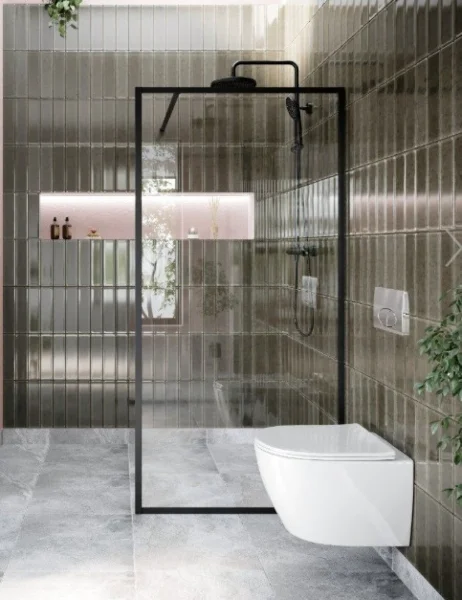 Cubico Amore Single Frame Shower Screen Matt Black (clear Glass) 980mm