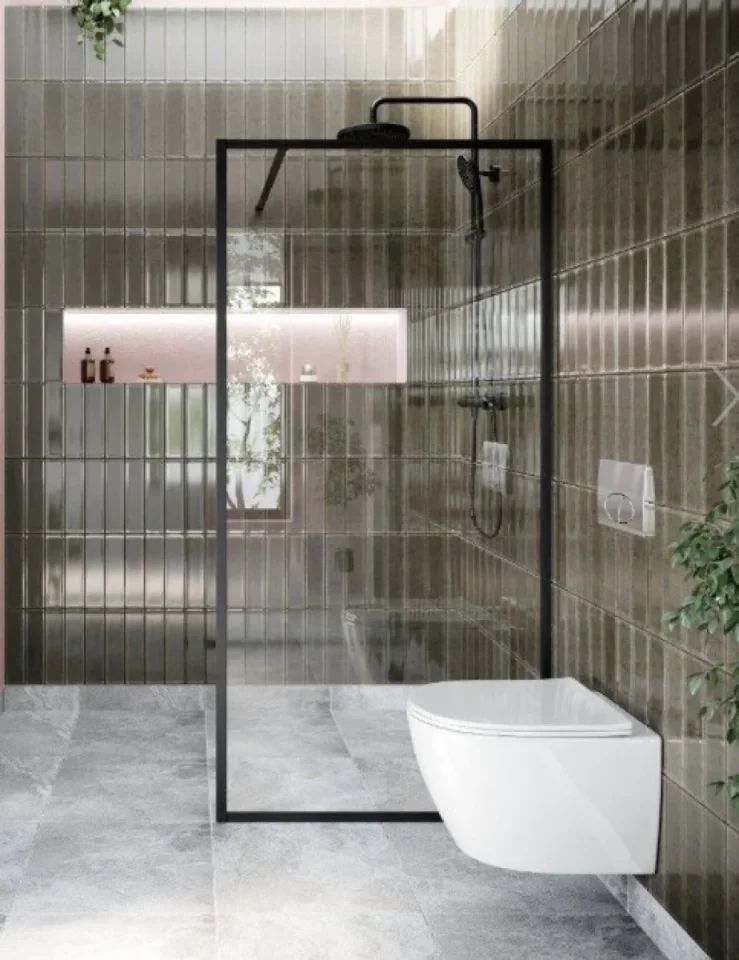 Cubico Amore Single Frame Shower Screen Matt Black (clear Glass) 980mm - Image 1