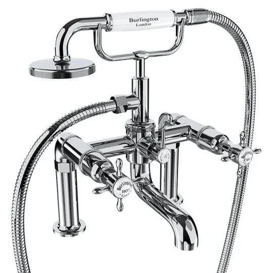 Burlington Guild Bath Shower Mixer Deck Mounted Chrome detail view - Image 1