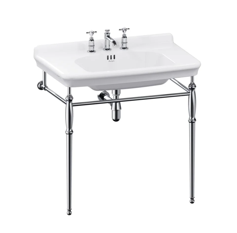 Burlington Guild Basin Stand 85cm Chrome detail view - Image 1