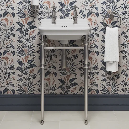 Burlington Guild Basin Stand 450mm Brushed Nickel detail view - Image 2