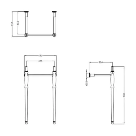 Burlington Guild Basin Stand 450mm Gold detail view - Image 2