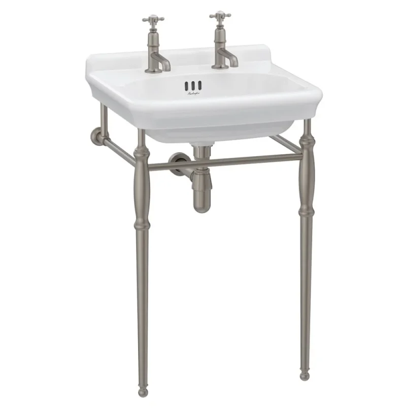 Burlington Guild Basin Stand 560mm Brushed Nickel detail view - Image 1