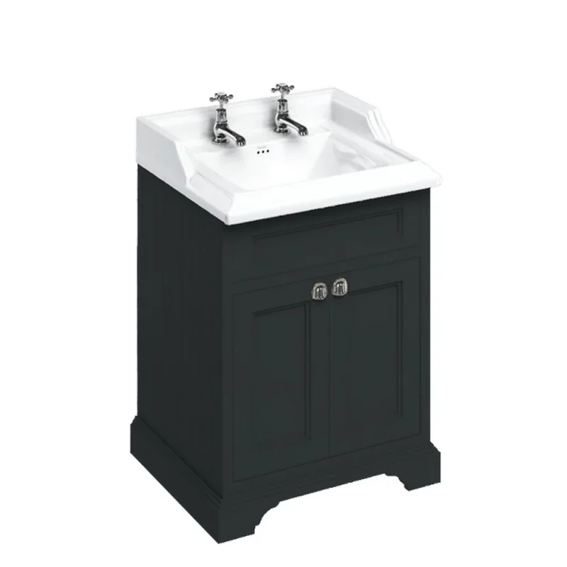 Burlington Freestanding Basin Unit With Doors Matt Black detail view - Image 1